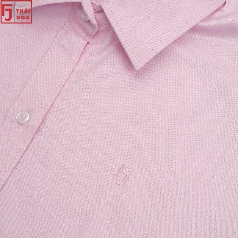 Áo sơ mi nữ Thái Hòa đẹp công sở bigsize cao cấp sợi tre màu hồng 8919-02-01