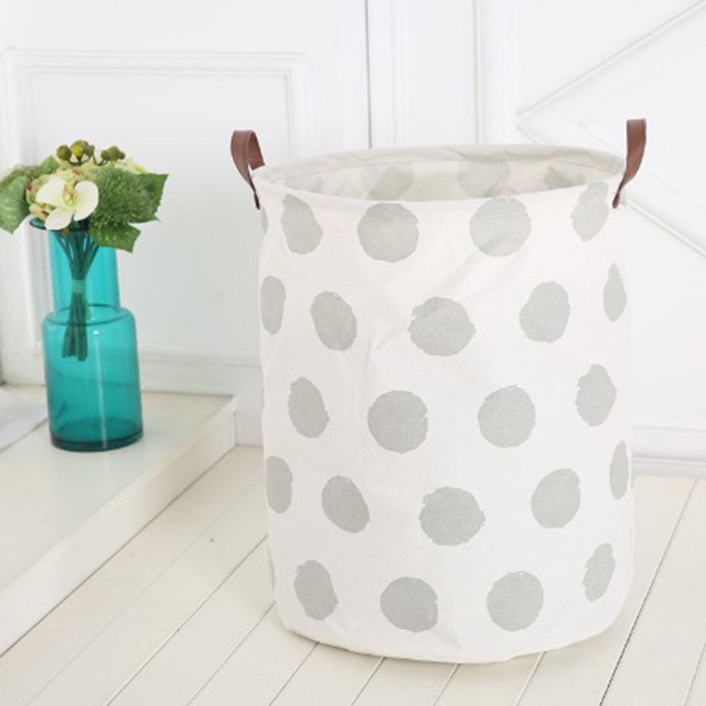 2x Folding Laundry Hamper Makeup Storage Basket for Home Office-Dots