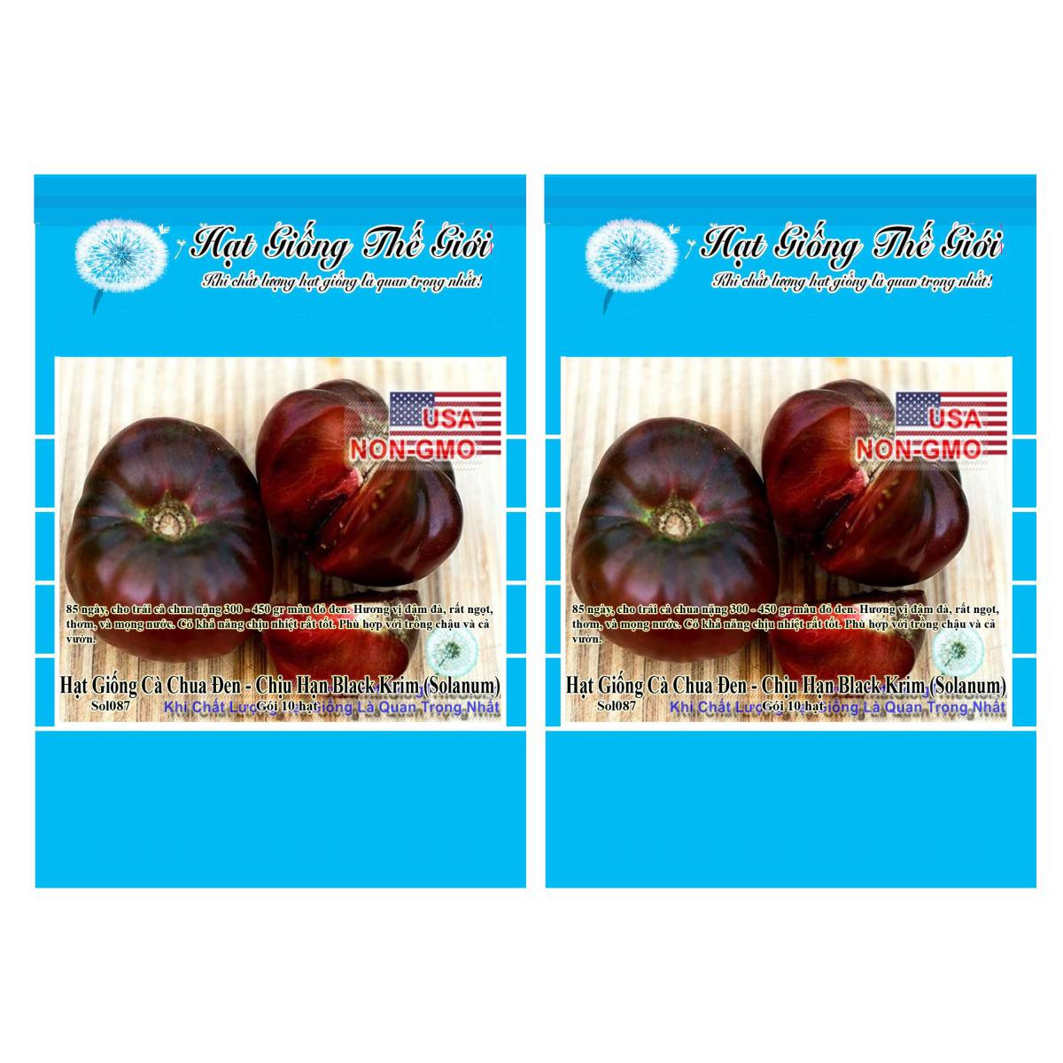 Bộ 2 Gói Hạt Giống Cà Chua Đen - Chịu Hạn Black Krim 10h