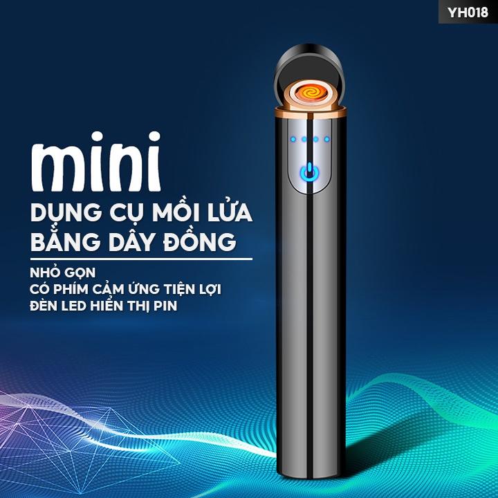 Cây Mồi Lửa Bằng Lõi Dẫn Đồng Chức Năng Sạc Pin Có Đèn Led Hiển Thị Báo Pin Tiện Loại Cảm Ứng Mồi Lửa YH-018