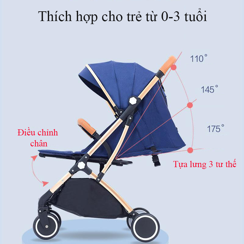 Xe đẩy du lịch siêu nhẹ hợp kim nhôm chịu lực, xe đẩy em bé, xe đẩy gấp gọn