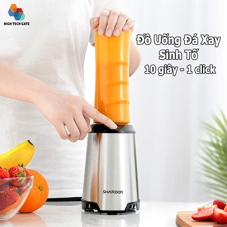 Máy xay sinh tố Shardor PB615B mix and go, tích hợp 2 bình du lịch kiêm nắp chống rò rỉ, mang theo mọi nơi, hàng chính hãng