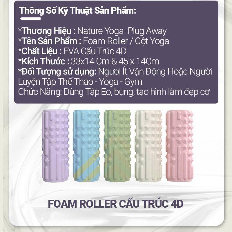 ống lăn 45cm massage Làm Giãn Cơ Trong Yoga/GYM/PILATE Foam Roller Cấu Trúc 4D Tác Động Sâu