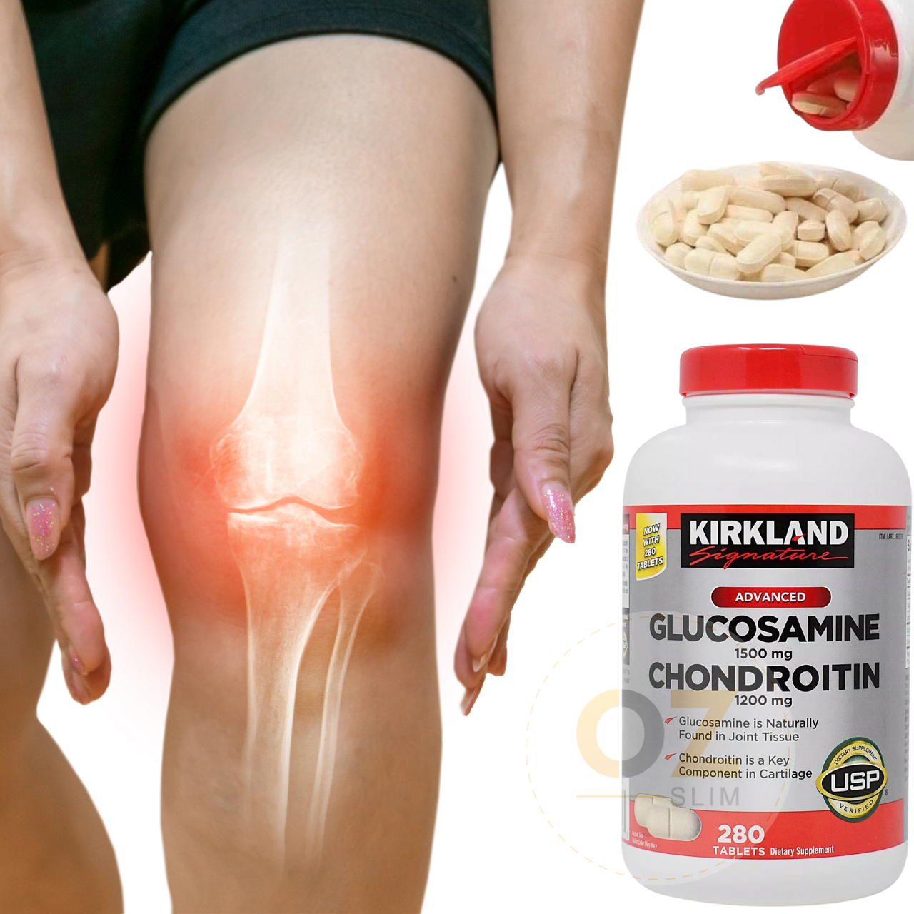 Glucosamine 1500mg Chondroitin 1200mg Kirkland Signature Mỹ- Giảm các triệu chứng đau nhức xương khớp hiệu quả - OZ Slim Store