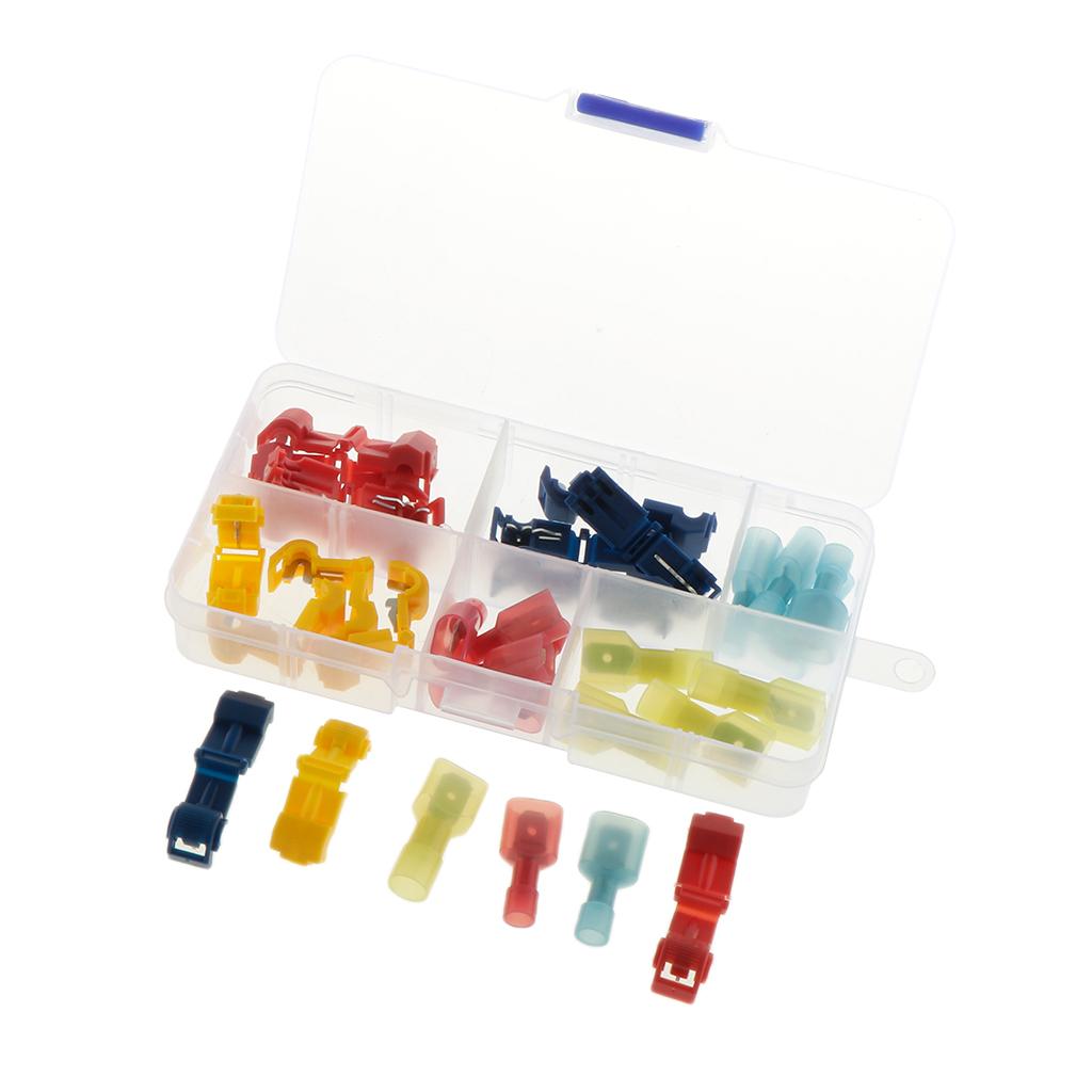 30 Chiếc Chắc Chắn T-Tập Dây Thiết Bị Đầu Cuối Điện Nam Cách Nhiệt Spade Cổng Kết Nối