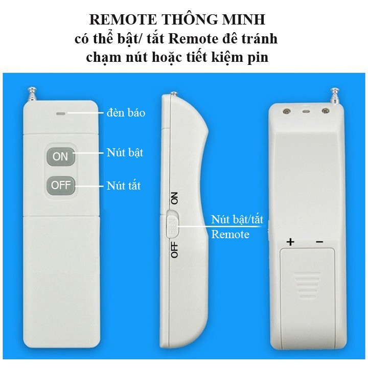 Công tắc điều khiển từ xa 5Km(5000m)/220V 30A có học lệnh tần số 433MHZ bật tắt máy bơm nước máy rửa xe công suất lớn