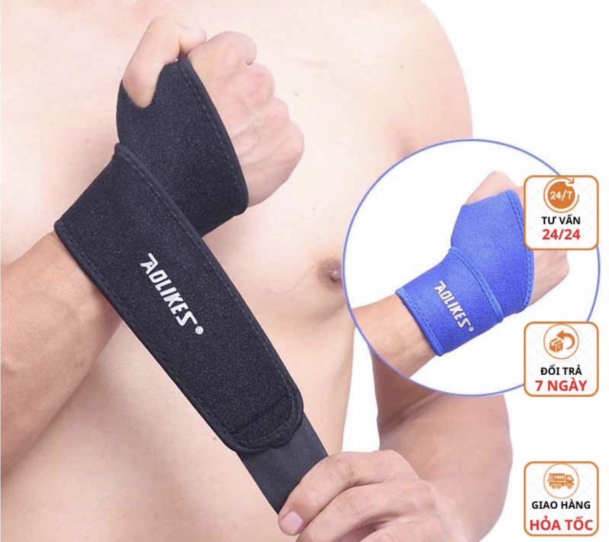 Quấn Nẹp Cổ Tay Bảo Vệ Hỗ Trợ Xương Ống Khớp Cổ Tay Khi Tập Gym, Chơi Thể Thao Pressure Adjustable Wrist Support A-7937 (2 chiếc)