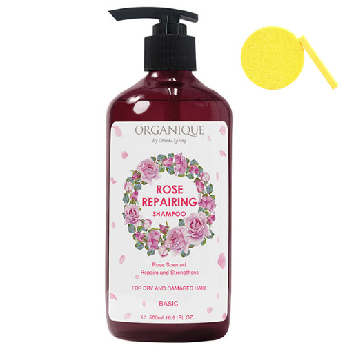 Dầu Gội Organique Dưỡng Tóc Hoa Hồng Rose Repairing Shampoo (500ml) - Tặng Kèm Mút Rửa Mặt