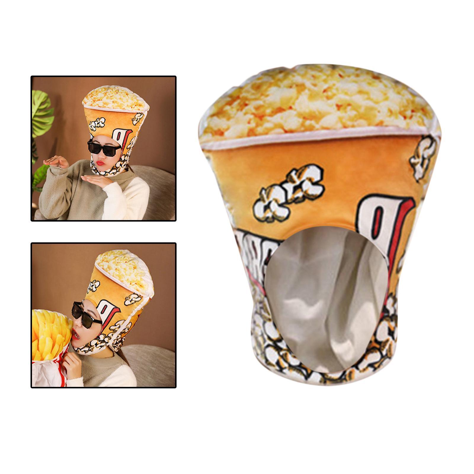 Soft Plush Popcorn Hat for Adults Kid Halloween Headdress Fancy Dress up Hat