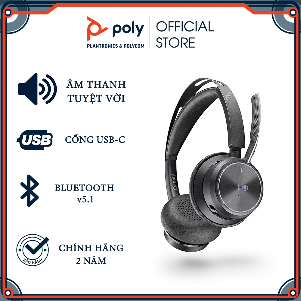 Tai Nghe Không Dây Poly (Plantronics) Voyager Focus 2 UC Bluetooth/USB-C Hàng Chính Hãng