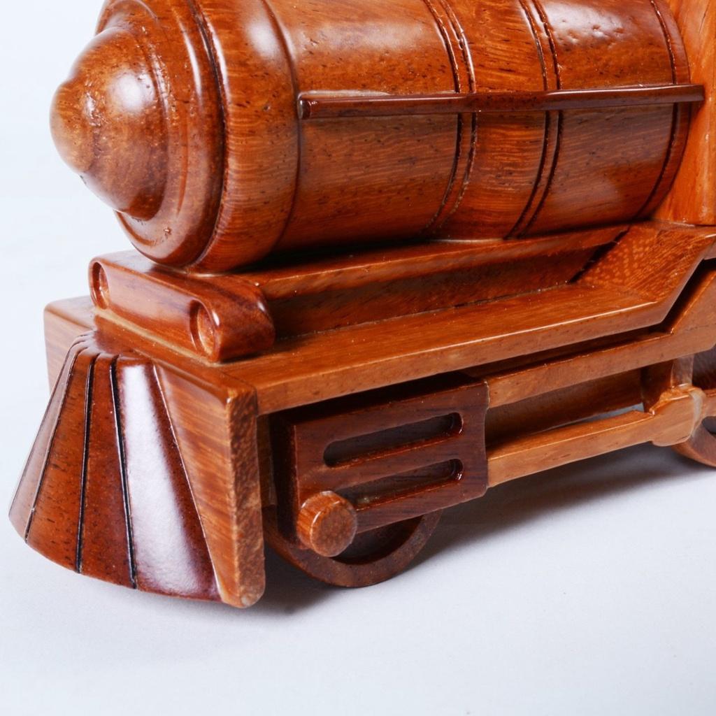 Đồng hồ gỗ mô hình đầu máy tàu lửa để bàn cao cấp Salydecor, chất liệu gỗ thịt tự nhiên – máy nhật siêu êm, kích thước 2