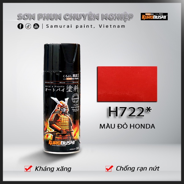 Sơn xịt Samurai Kurobushi - MÀU ĐỎ H722