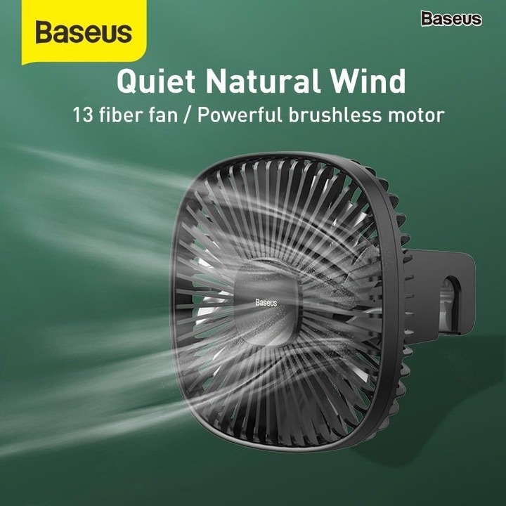Quạt xếp gắn lưng ghế ô tô tích hợp pin thương hiệu Baseus CXZR-01 - Dung lượng pin: 1000mAh - Chất liệu: Nhựa ABS+PC - Hàng Nhập Khẩu