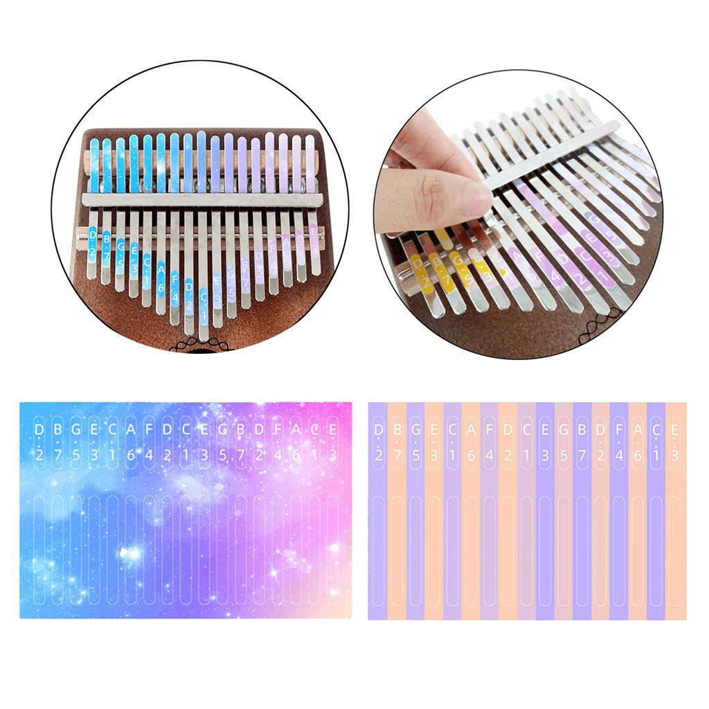 2Pc Kalimba 17 Key Note Sticker For Beginner Learner Musical Gifts Stripe