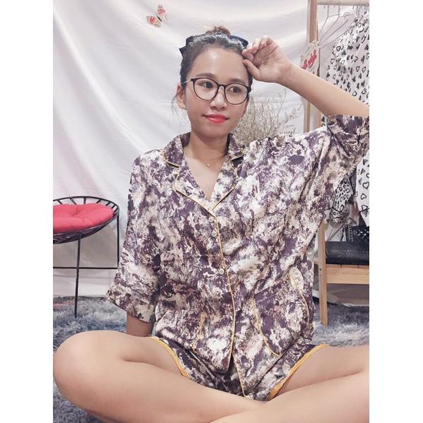 Bộ lụa LATIN đùi thiết kế chất lụa Latin mềm mịn mát Ảnh thật