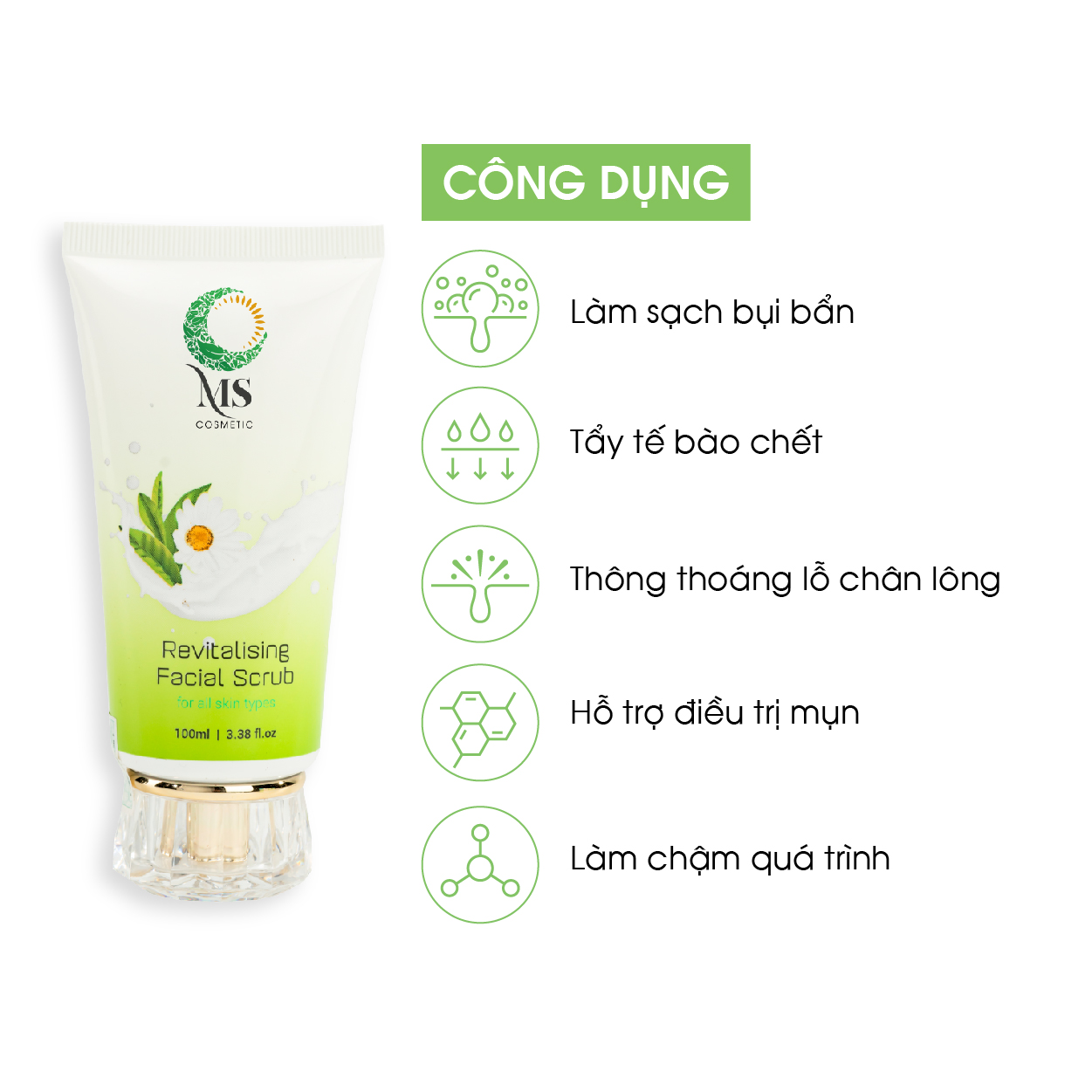 [MUA 2 TẶNG 1] Mua 2 Gel Tẩy Tế Bào Chết MS Revitalising Facial Scrub (100ml) Ngừa Mụn Làm Sáng Da, Dành Cho Da Nhạy Cảm + TẶNG KÈM 1 Tẩy Tế Bào Chết MS (100ml) - MỸ PHẨM MS COSMETIC