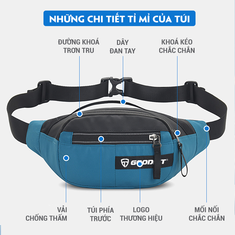 Túi bao tử đeo hông, đeo bụng, đeo chéo chống nước cao cấp chính hãng GoodFit GF115RB