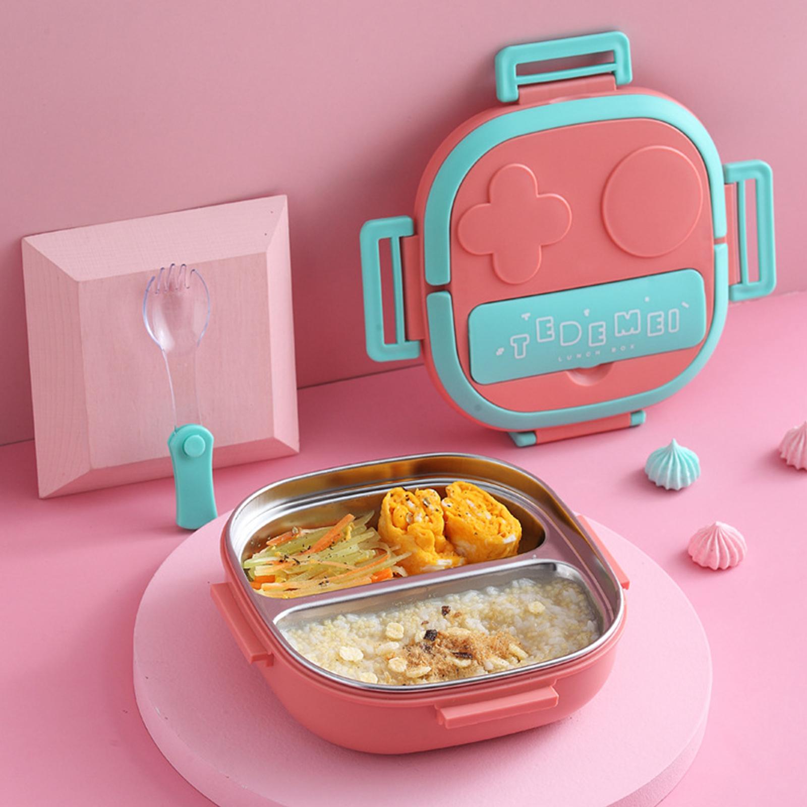 Hộp Cơm Bento Có Nĩa 3 Ngăn Phong Cách Nhật Bản Bằng Thép Không Gỉ Chống Rò Rỉ