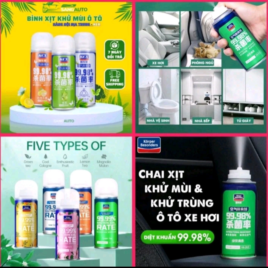 1 CHAI XỊT KHỬ MÙI DIỆT KHUẨN THƠM XE HƠI ÔTÔ CAO CẤP