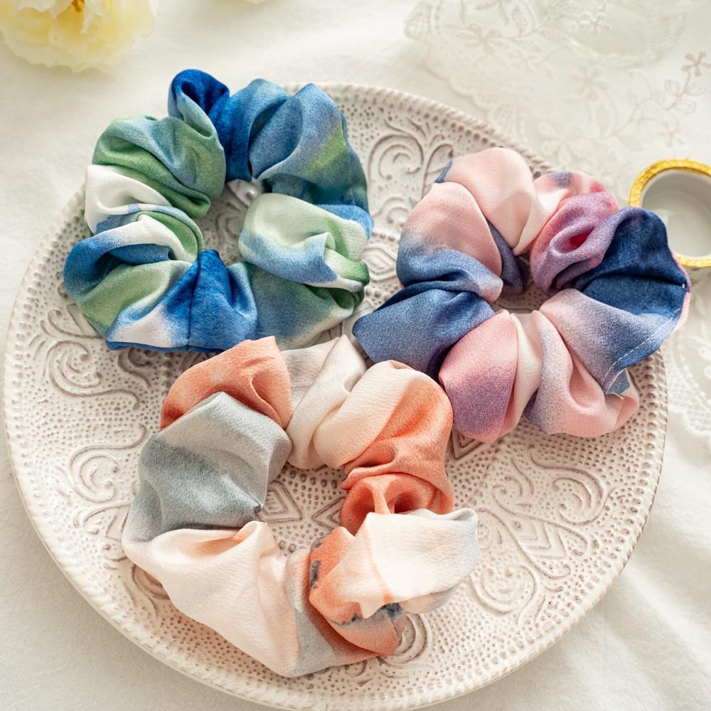 Dây Cột Tóc Scrunchies Màu Loang Phong Cách Hàn Quốc Chất Liệu Vải Satin - Mã DT016