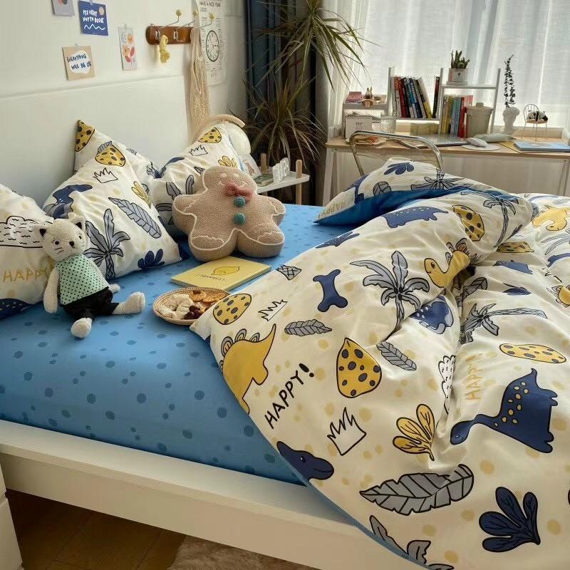 Bộ chăn ga Cotton Living M2T bedding chăn ga Hàn Quốc họa tiết công viên khủng long 100% Cotton