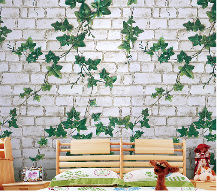 GIẤY DÁN TƯỜNG KHỔ 45CM X 10M ĐÁ DÂY LEO XANH