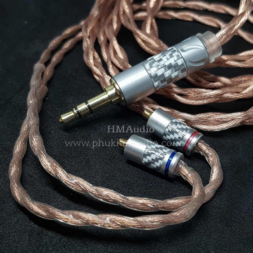 Dây tai nghe đồng 7N OCC Litz 23AWG đường kính dây đơn 1.25mm tết 4 sợi - Connector MMCX mạ vàng