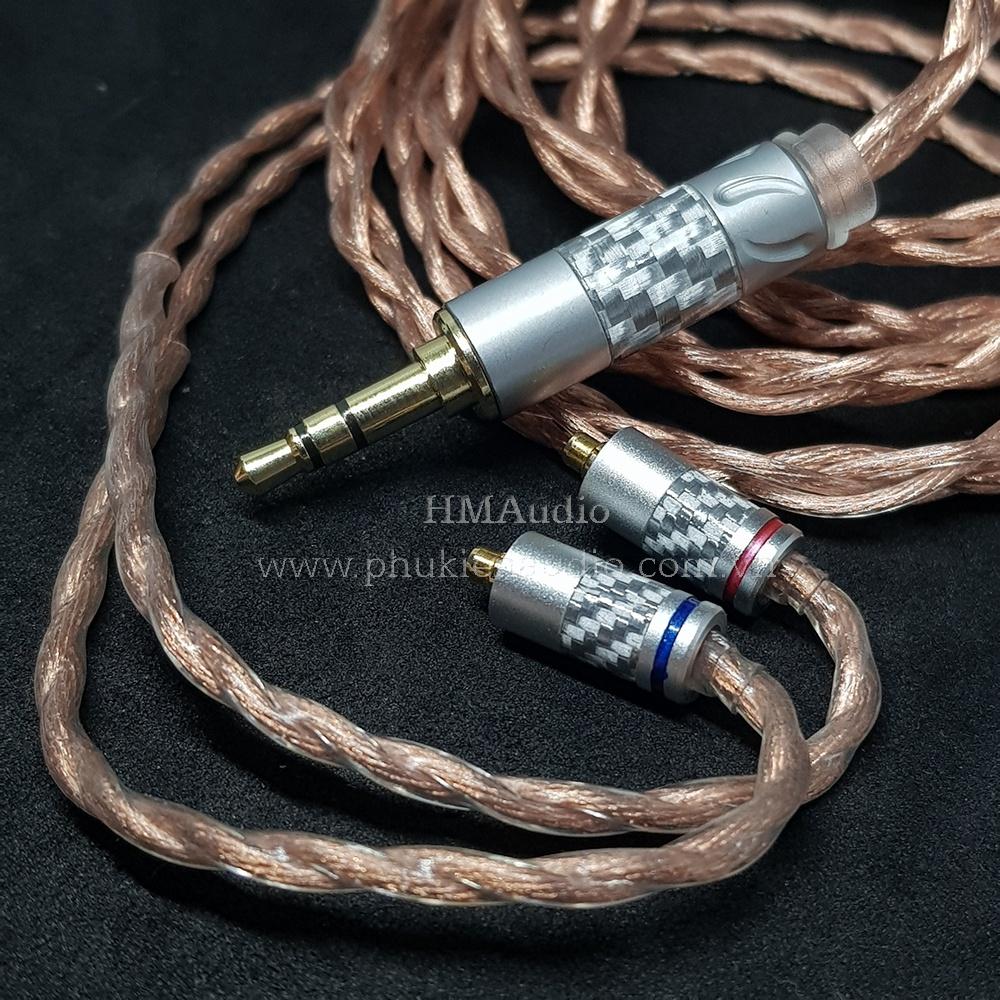 Dây tai nghe đồng 7N OCC Litz 23AWG đường kính dây đơn 1.25mm tết 4 sợi - Connector MMCX mạ vàng