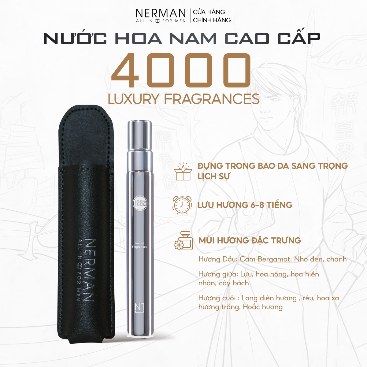 Nước hoa nam Nerman 4000 10ml