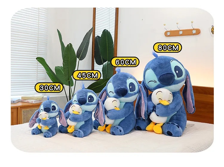 Thú nhồi bông Stitch ôm vịt đáng yêu - Size 22cm - Gồm 1 Stitch và Một Bé Vịt Rời Cute