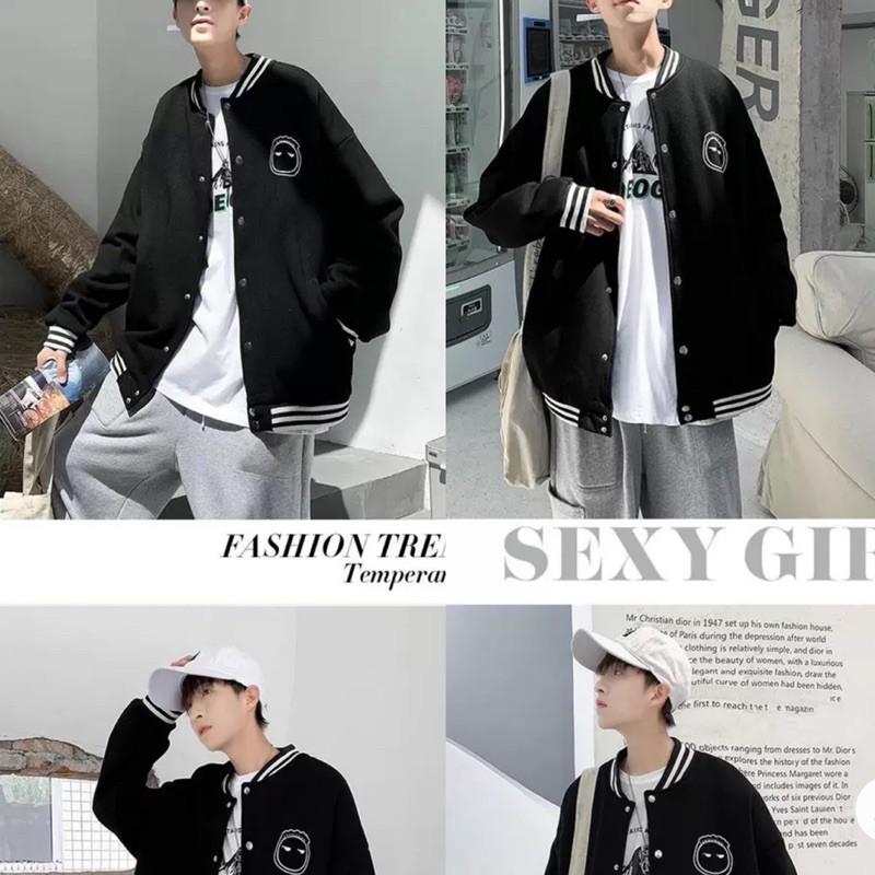 Áo Khoác BOMBER FACE tay dài form rộng chất xịn mịn UNISEX