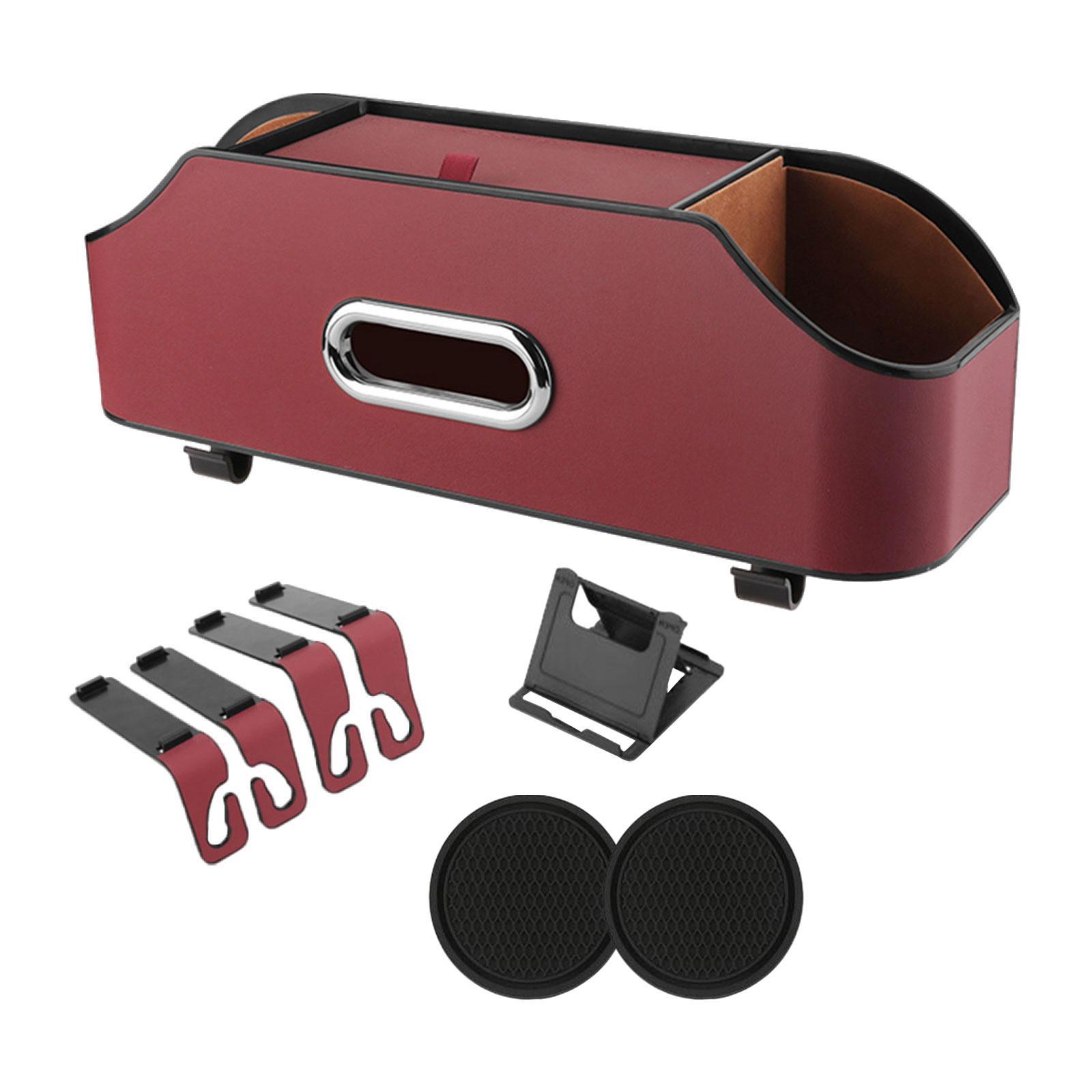 Car Headrest Seat Hanging Organizer with 2 Coasters Cup Holder Napkin Holder Durable 34.8x12x9.3cm Tear Resistant Waterproof Multifunctional