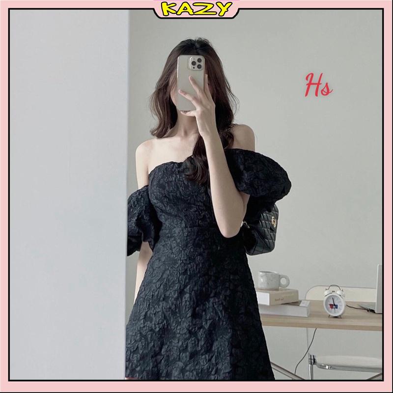 Váy trễ vai tay bồng, Váy xốp trắng trễ vai KAZY STORE V009