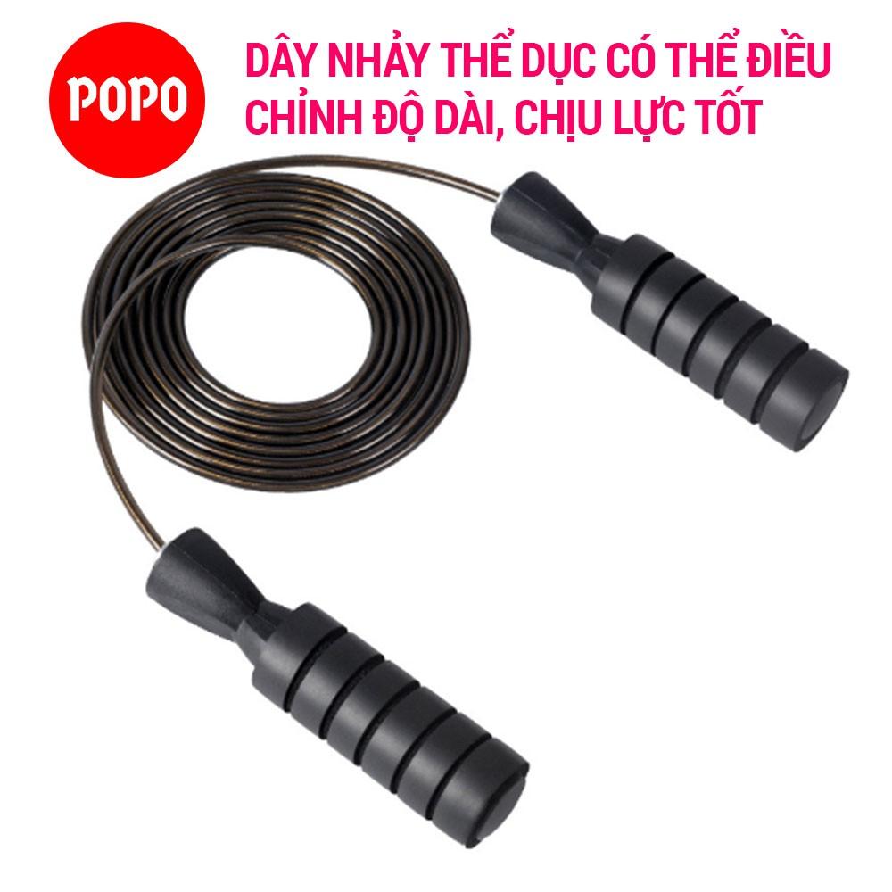 Dây nhảy thể dục hỗ trợ tập luyện giảm cân, giảm mỡ POPO lõi thép chịu lực tốt tay nắm bọt xốp, thoáng khí