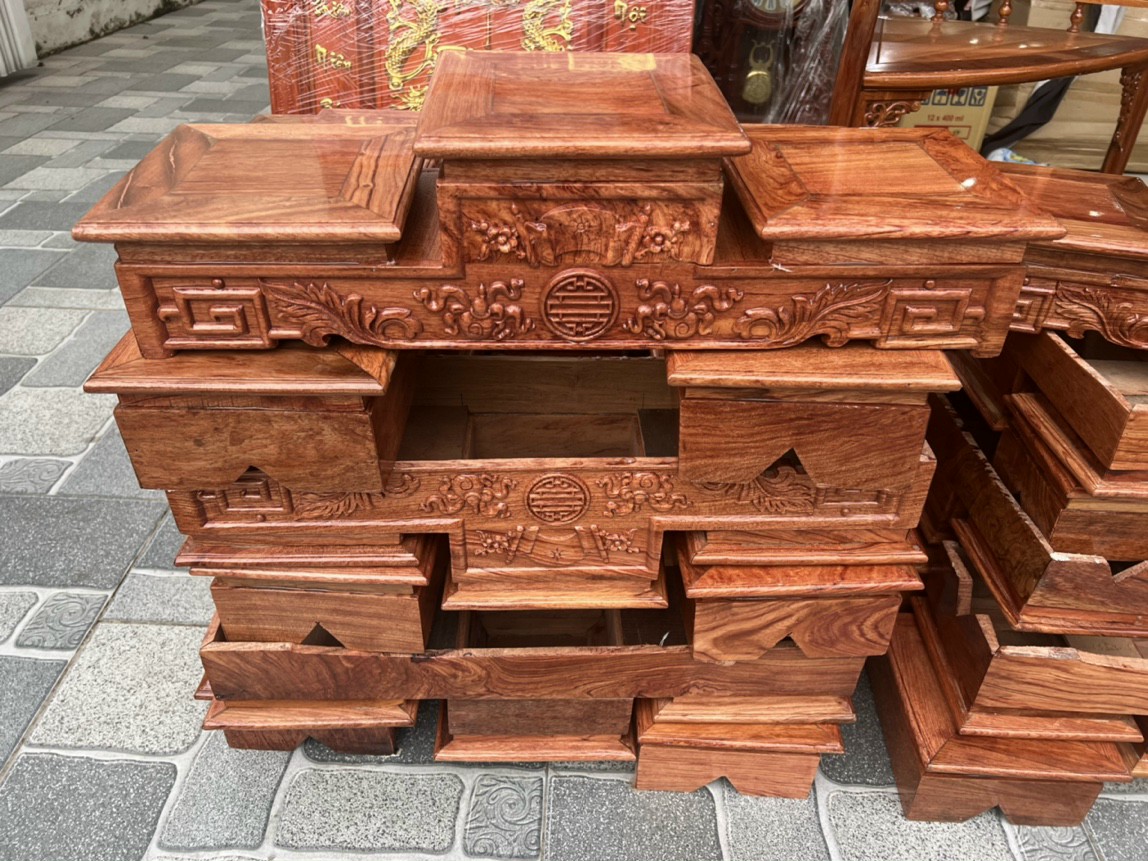 Đế tam sơn gỗ hương, tam cấp gỗ, bục tam cấp nhiều cỡ mặt