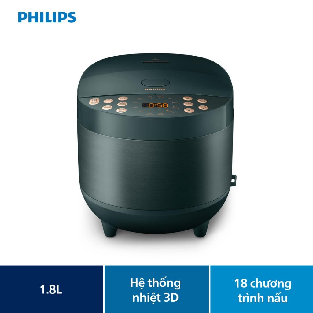 Nồi Cơm Điện Tử Philips HD4518/62 - Dung Tích 1.8 lít - Lòng Nồi Dày 6 lớp - Hàng Chính Hãng - Bảo Hành Chính Hãng 2 Năm