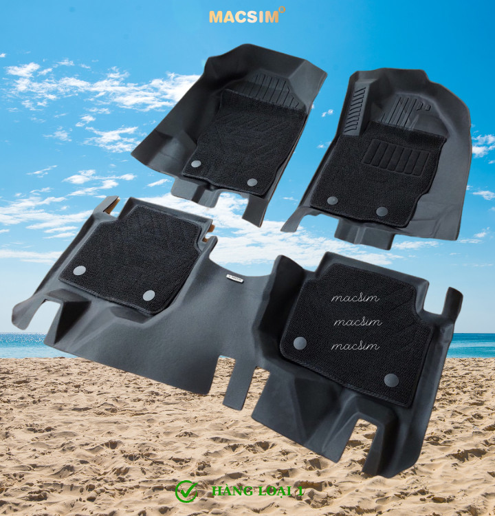 Thảm lót sàn ô tô 2 lớp cao cấp dành cho xe Ford Everest 2016-2022 (sd) nhãn hiệu Macsim chất liệu TPE màu đen