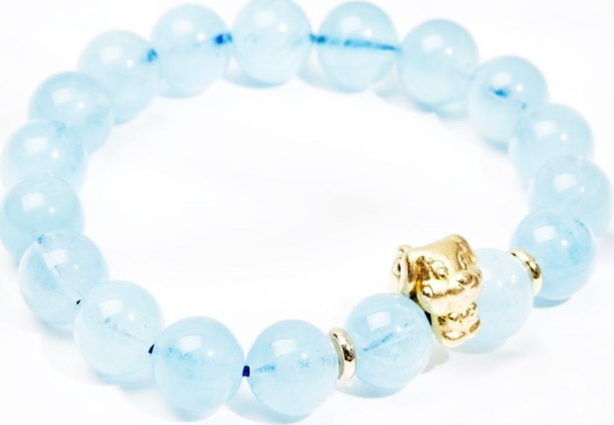 Lắc Tay Mạng Thủy Tuổi Tuất Đá Aquamarine Tự Nhiên 10MM Gembank