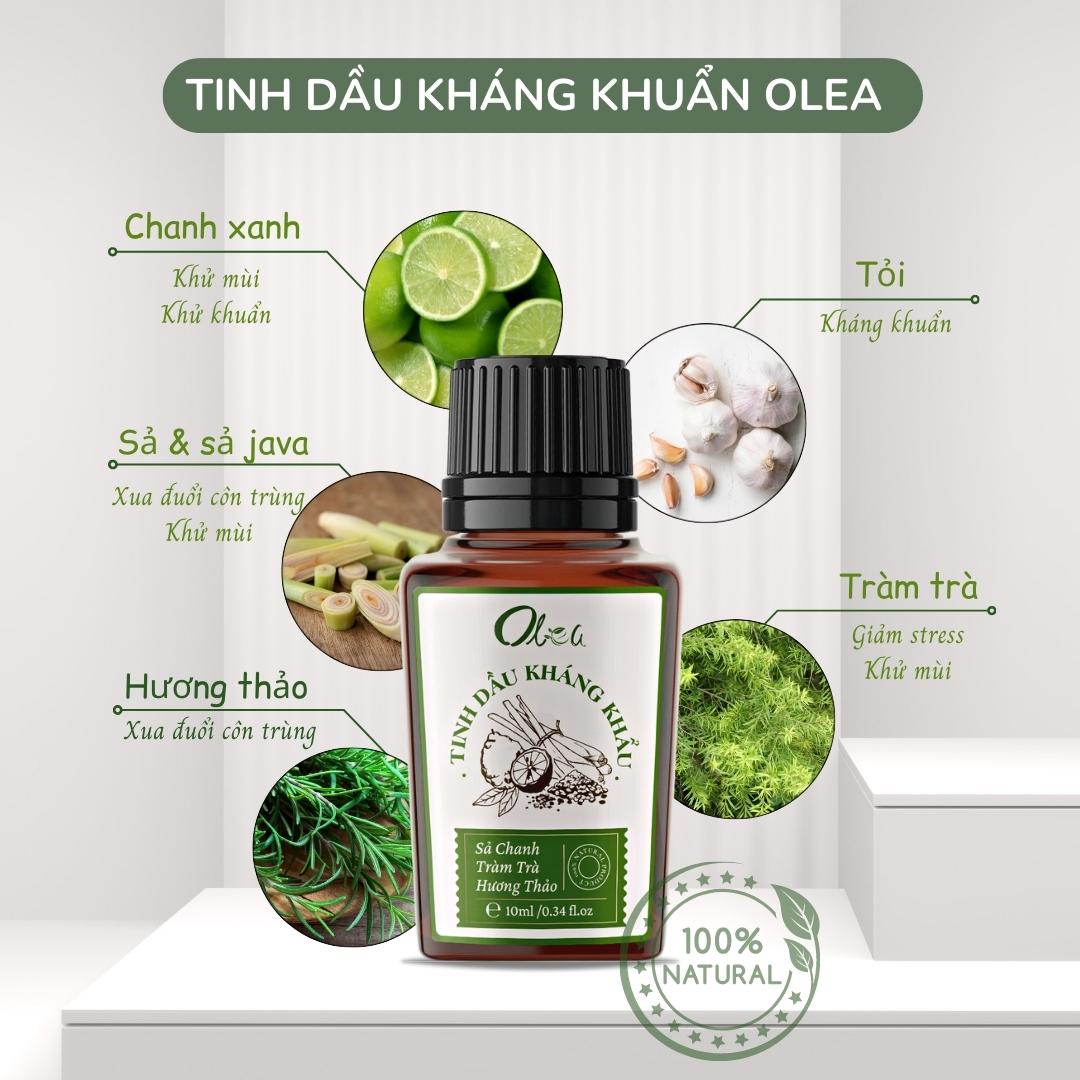 Tinh dầu sả chanh thiên nhiên kháng khuẩn OLEA lọ 10ml tinh dâu xông nhà 100% chiết xuất tự nhiên an toàn hỗ trợ trí lực và giấc ngủ