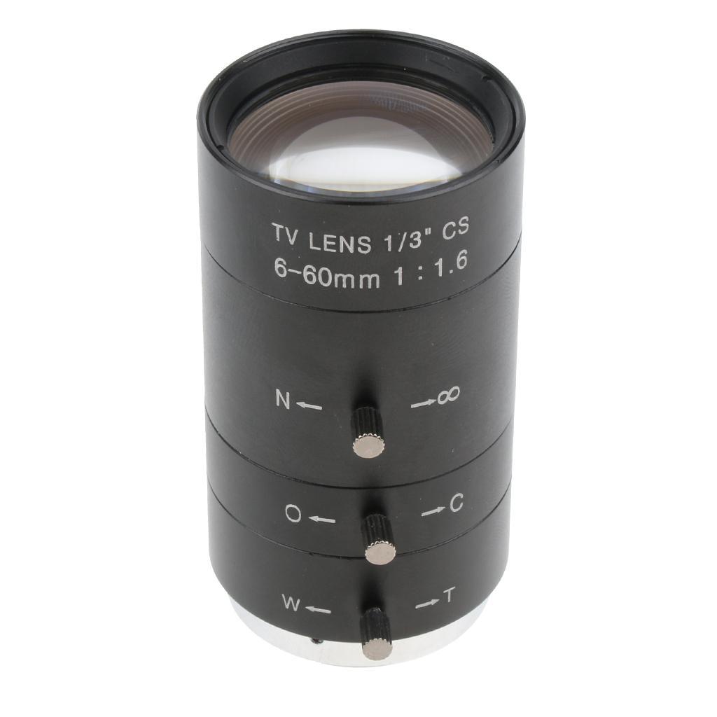 6-60mm 1/3" CS Mount Varifocal Movie TV Manual Camera Lens Replacement Black
