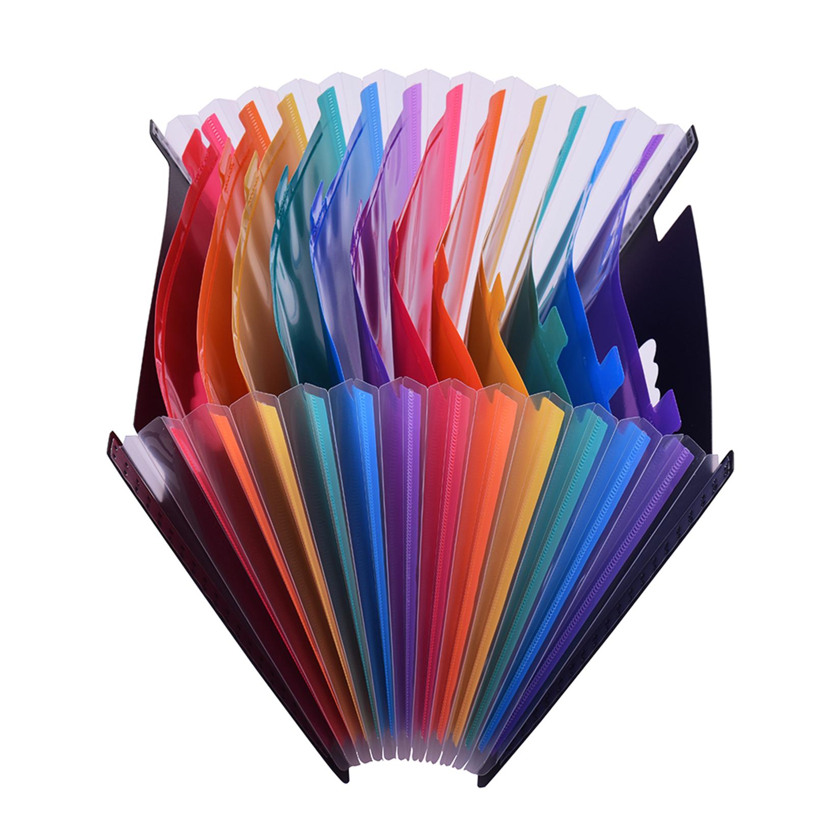 24 Pockets File Folder Organizer Expanding File Folder Rainbow Color Accordion A4 Size with File Guides and Paper Tags
