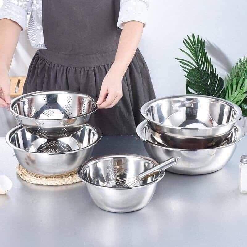 Sét 5 món rổ và chậu inox