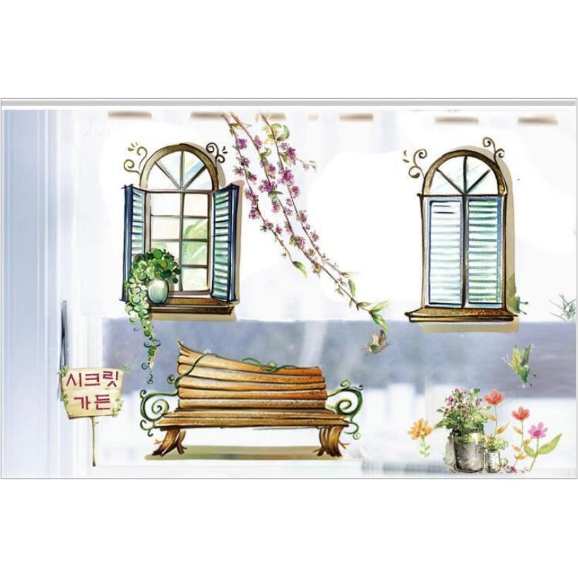 Decal dán tường cửa sổ và ghế