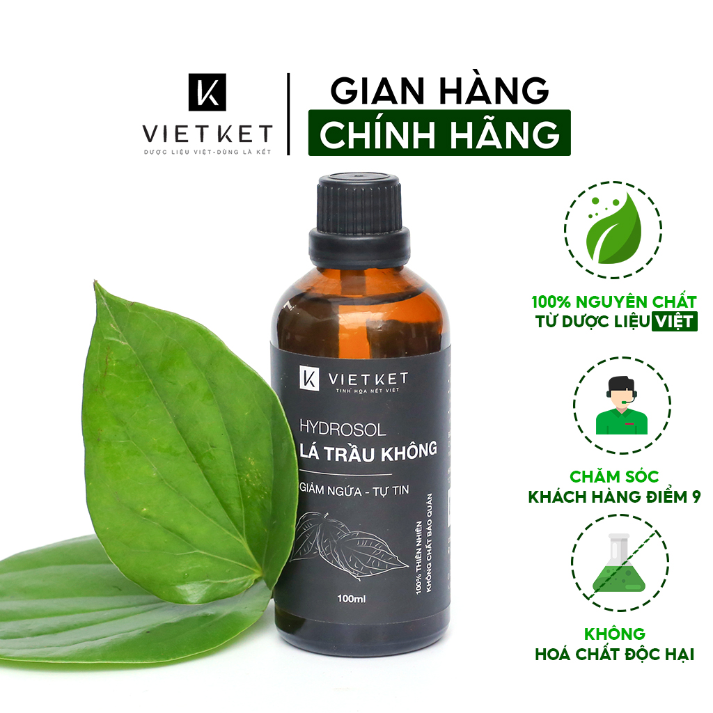 Dung dịch Vệ sinh phụ nữ Hydrosol Lá Trầu Không VIETKET 100ml - Giảm ngứa, khử mùi, dưỡng ẩm.