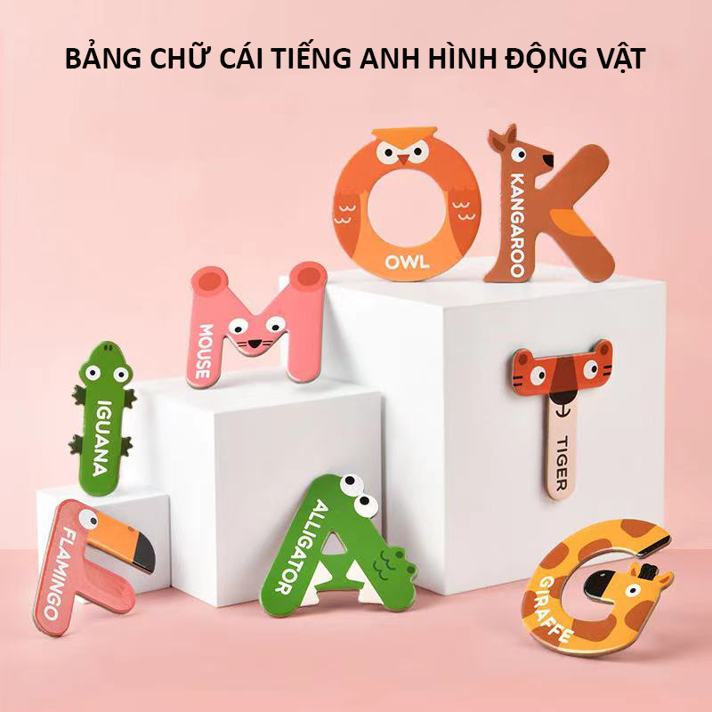 Bảng Chữ Cái Và Chữ Số Nam Châm Tiếng Anh Hình Động Vật Rau Củ - Gắn Tủ Lạnh Bảng Viết Cho Bé