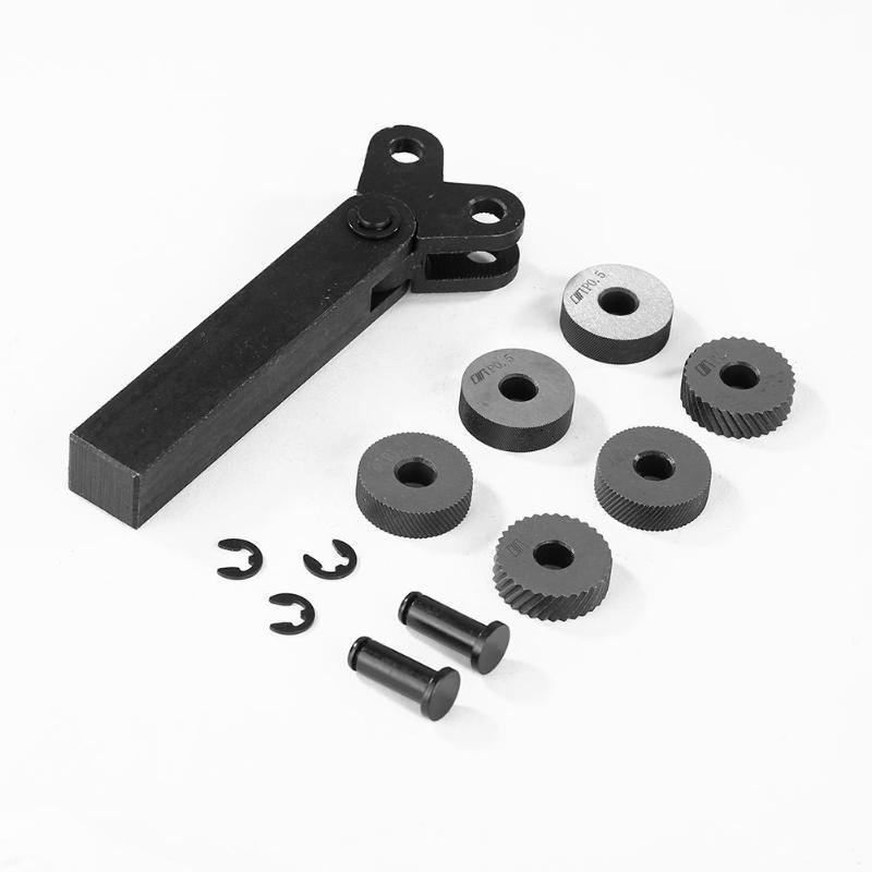 Dụng cụ Knurling -7 miếng Bánh xe đôi Bánh xe Chéo Thép Knurling Dụng cụ Knurl Tuyến tính Bộ