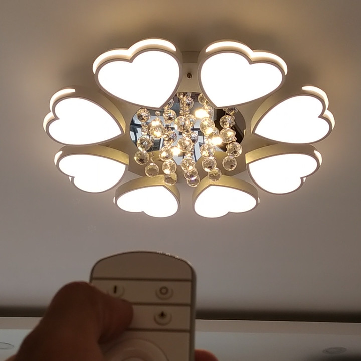 Đèn chùm pha lê phòng khách, đèn mâm ốp trần trang trí - OPLADY038