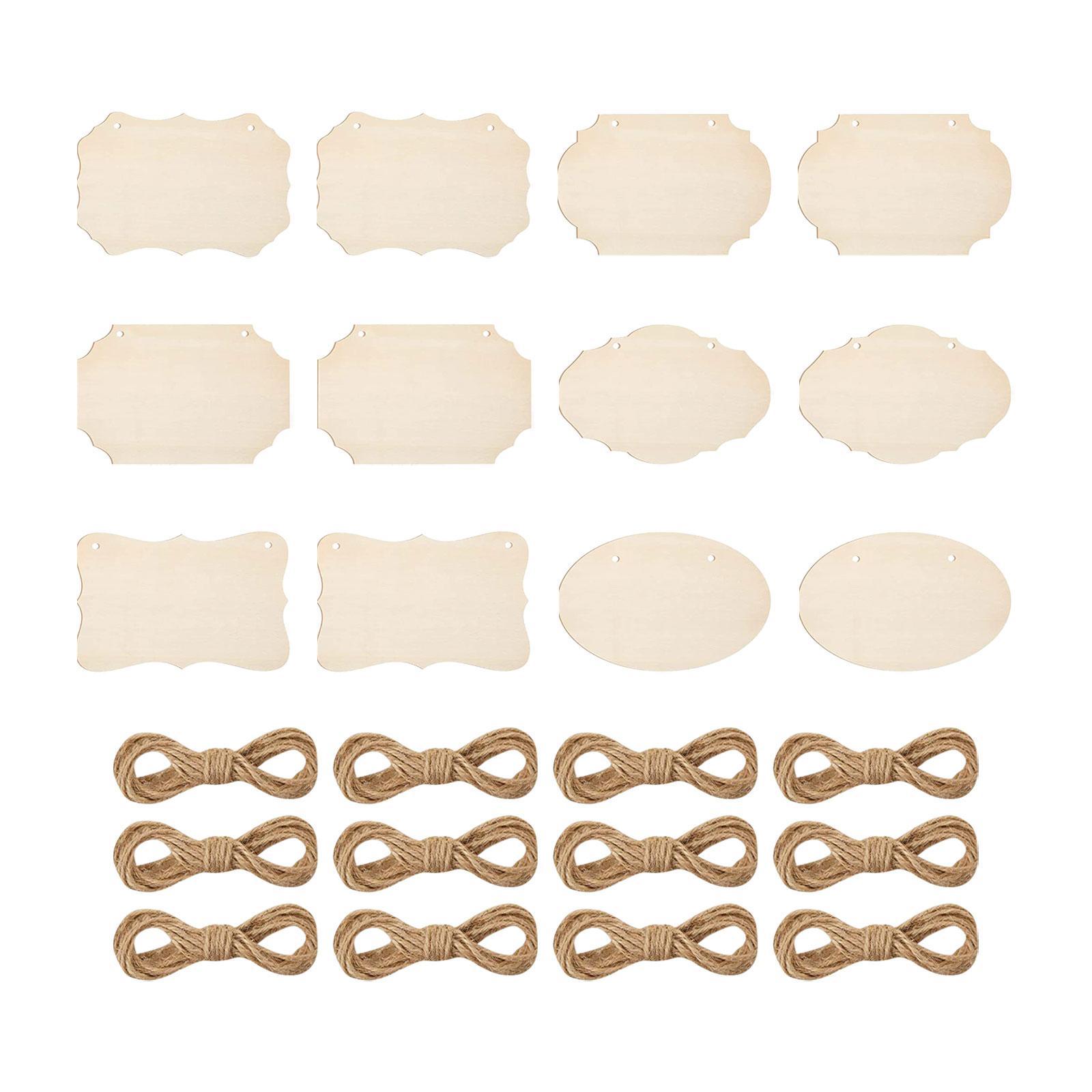12 Pieces Unfinished Hanging DIY Blank Wooden Plaque for Bar Party