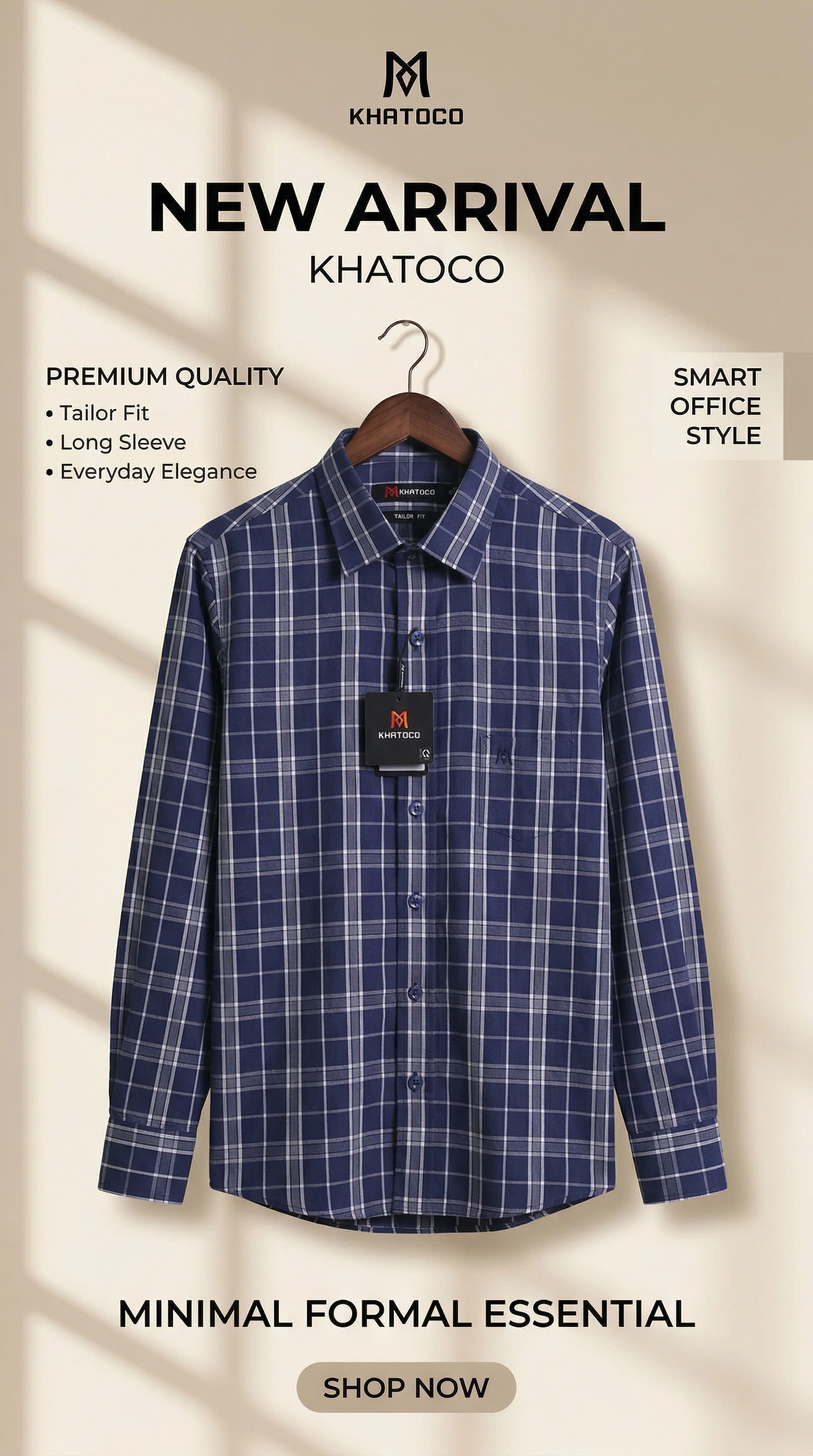 Áo sơ mi tay dài Khatoco Sale 20% 375K(Giá tem 468K) (S-2XL)