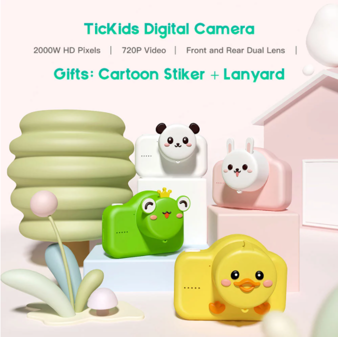 Trẻ em mới Máy ảnh trẻ em Động vật dễ thương Máy ảnh lấy ngay Máy quay video kỹ thuật số cho trẻ em Máy ảnh Đồ chơi cho bé gái Quà tặng sinh nhật Màu sắc: Hươu thêm thẻ 16G